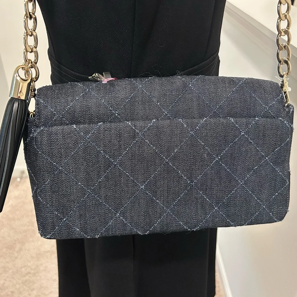 Rare hard to find Kate Spade Black Quilted Bag with Floral Sequins - Picture 12 of 16